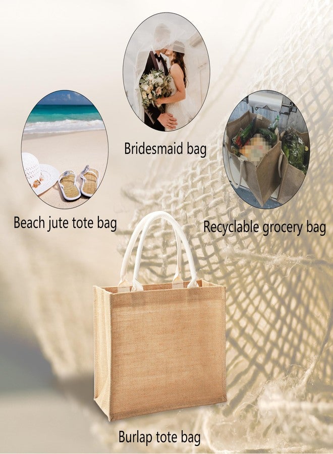 YACEYACE Jute Travel Tote Bags, Set of 10 Burlap Bags, Medium 14.5" x 6.7" x 10.2", Reusable Bag for Party, Wedding, Beach, Bridesmaid - Image 5